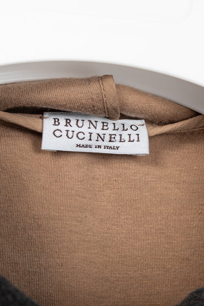 Brunello Cucinelli Grey Cotton-Jersey Monili Peplum Hoodie