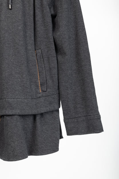 Brunello Cucinelli Grey Cotton-Jersey Monili Peplum Hoodie