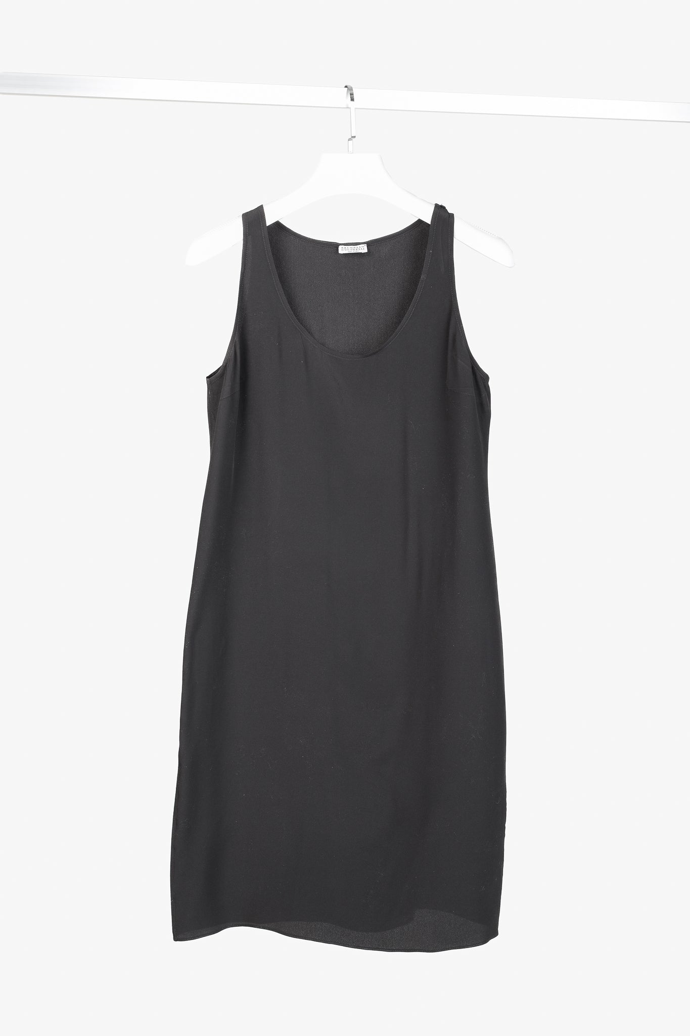 Brunello Cucinelli Dark Grey Silk-Blend Slip Dress