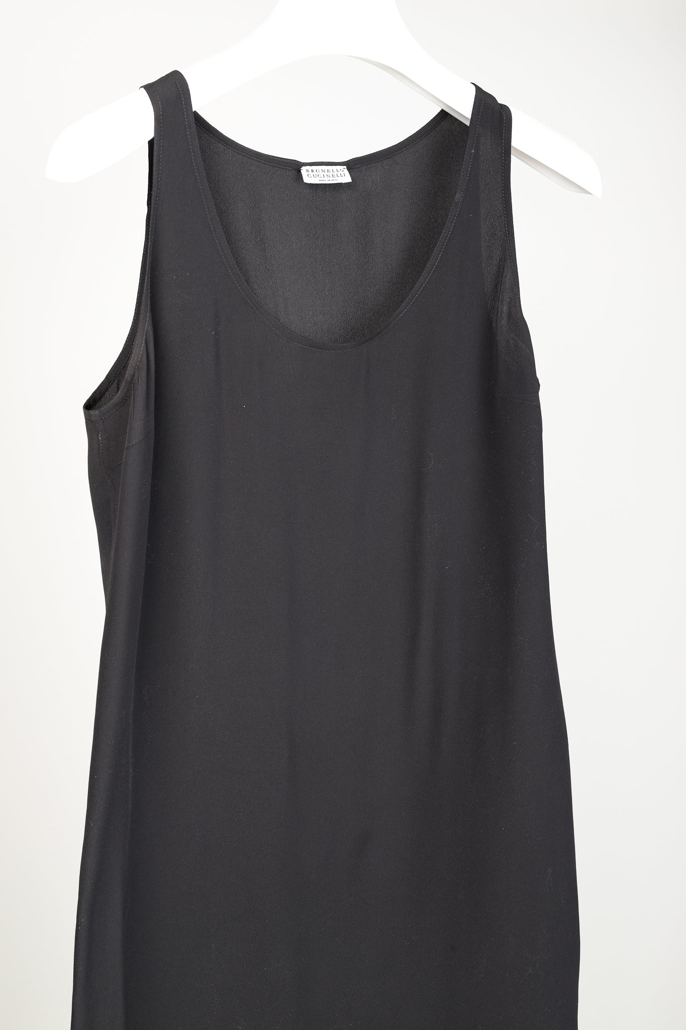 Brunello Cucinelli Dark Grey Silk-Blend Slip Dress