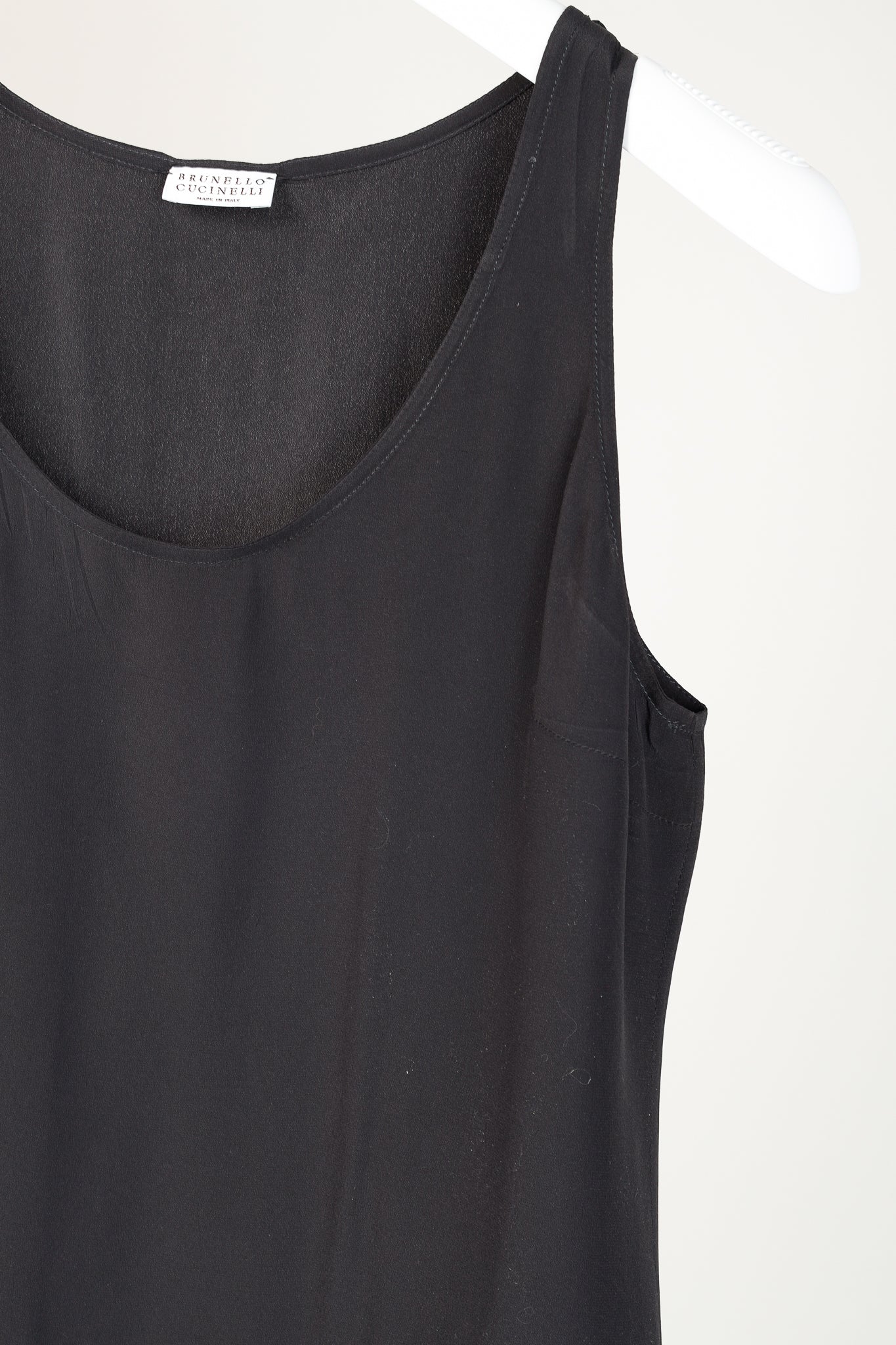 Brunello Cucinelli Dark Grey Silk-Blend Slip Dress