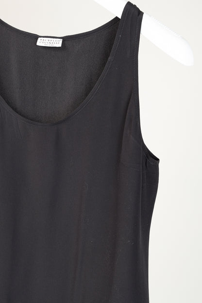Brunello Cucinelli Dark Grey Silk-Blend Slip Dress