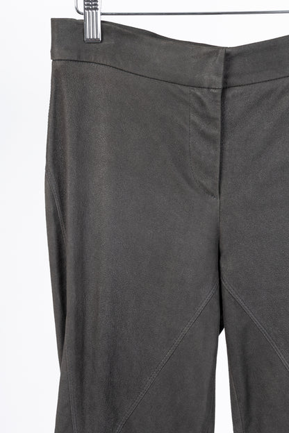 Brunello Cucinelli Grey Leather Panelled Skinny Pants