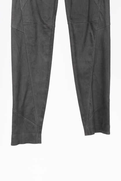 Brunello Cucinelli Grey Leather Panelled Skinny Pants