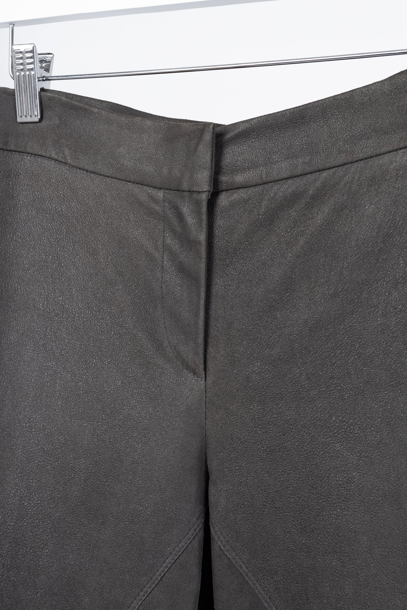 Brunello Cucinelli Grey Leather Panelled Skinny Pants