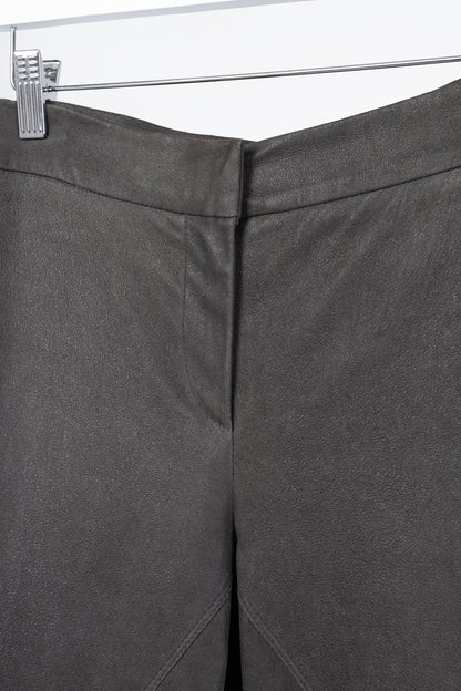 Brunello Cucinelli Grey Leather Panelled Skinny Pants