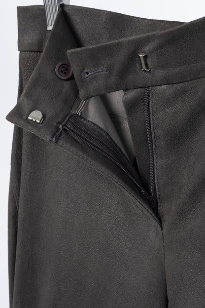 Brunello Cucinelli Grey Leather Panelled Skinny Pants