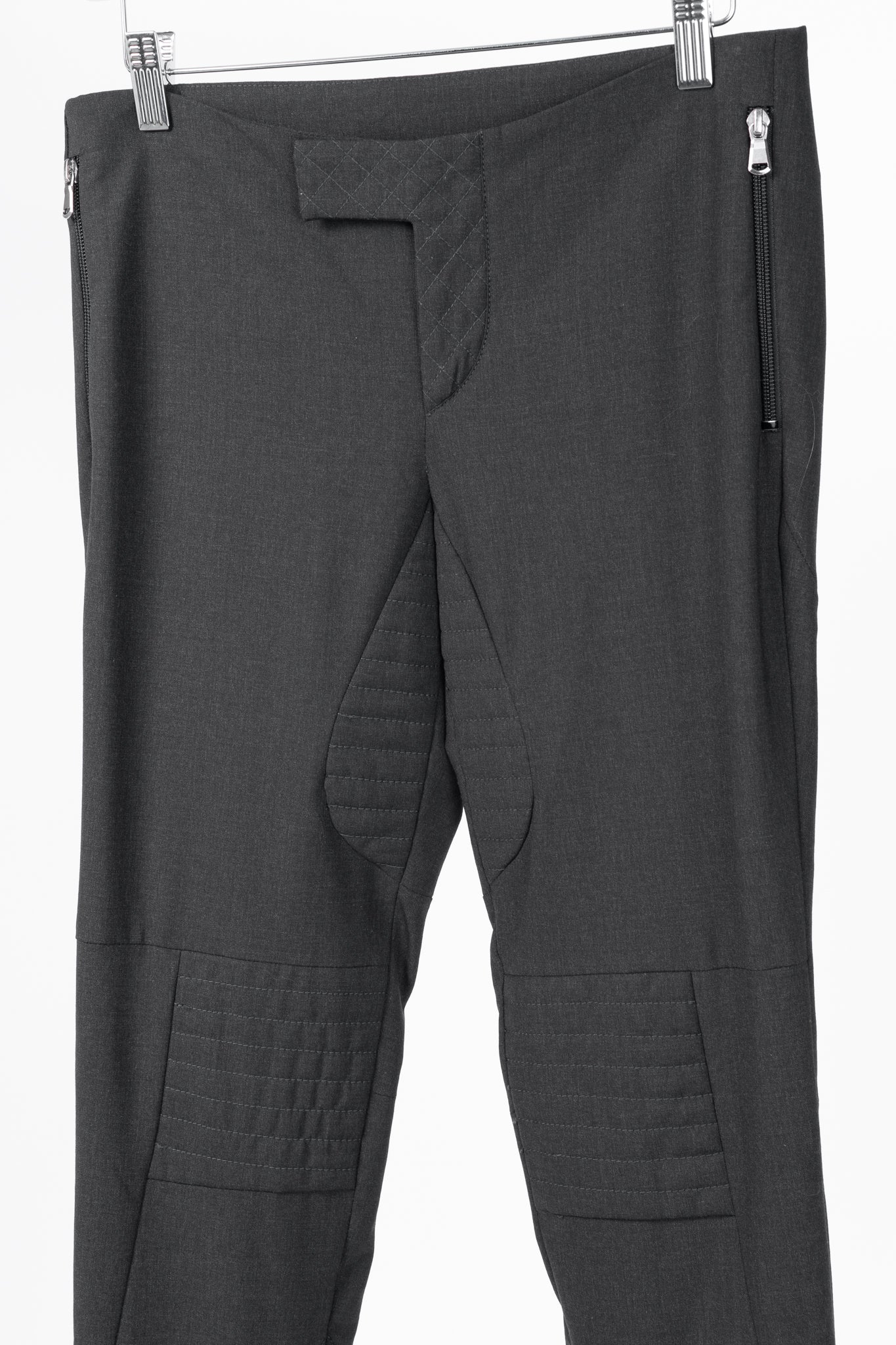 Brunello Cucinelli Anthracite Stretch-Wool Quilted Zip-Hem Trousers
