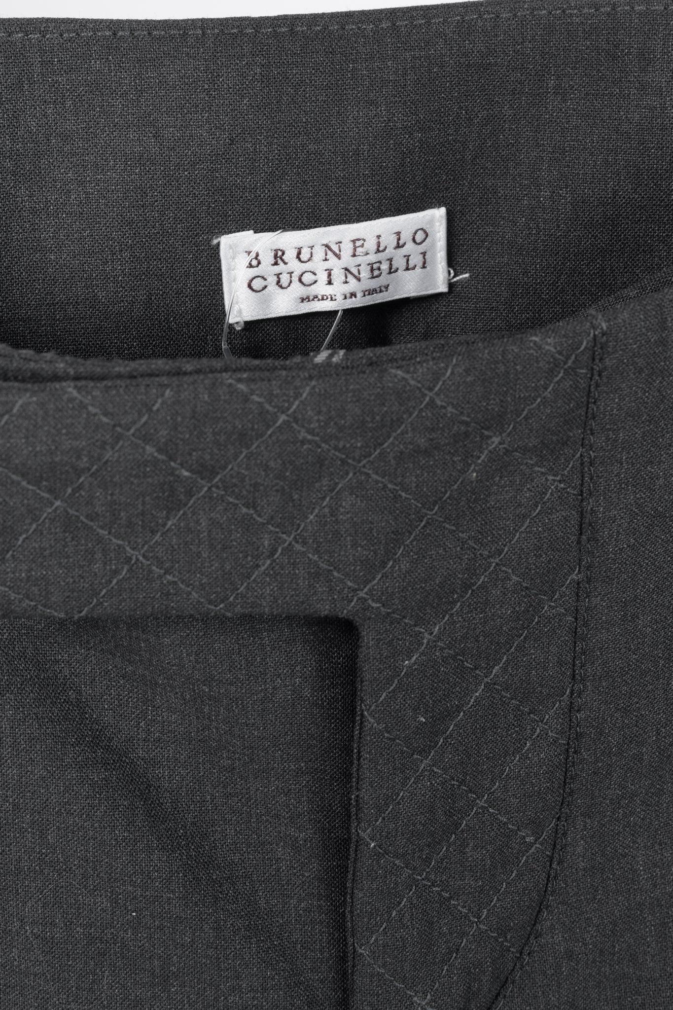 Brunello Cucinelli Anthracite Stretch-Wool Quilted Zip-Hem Trousers