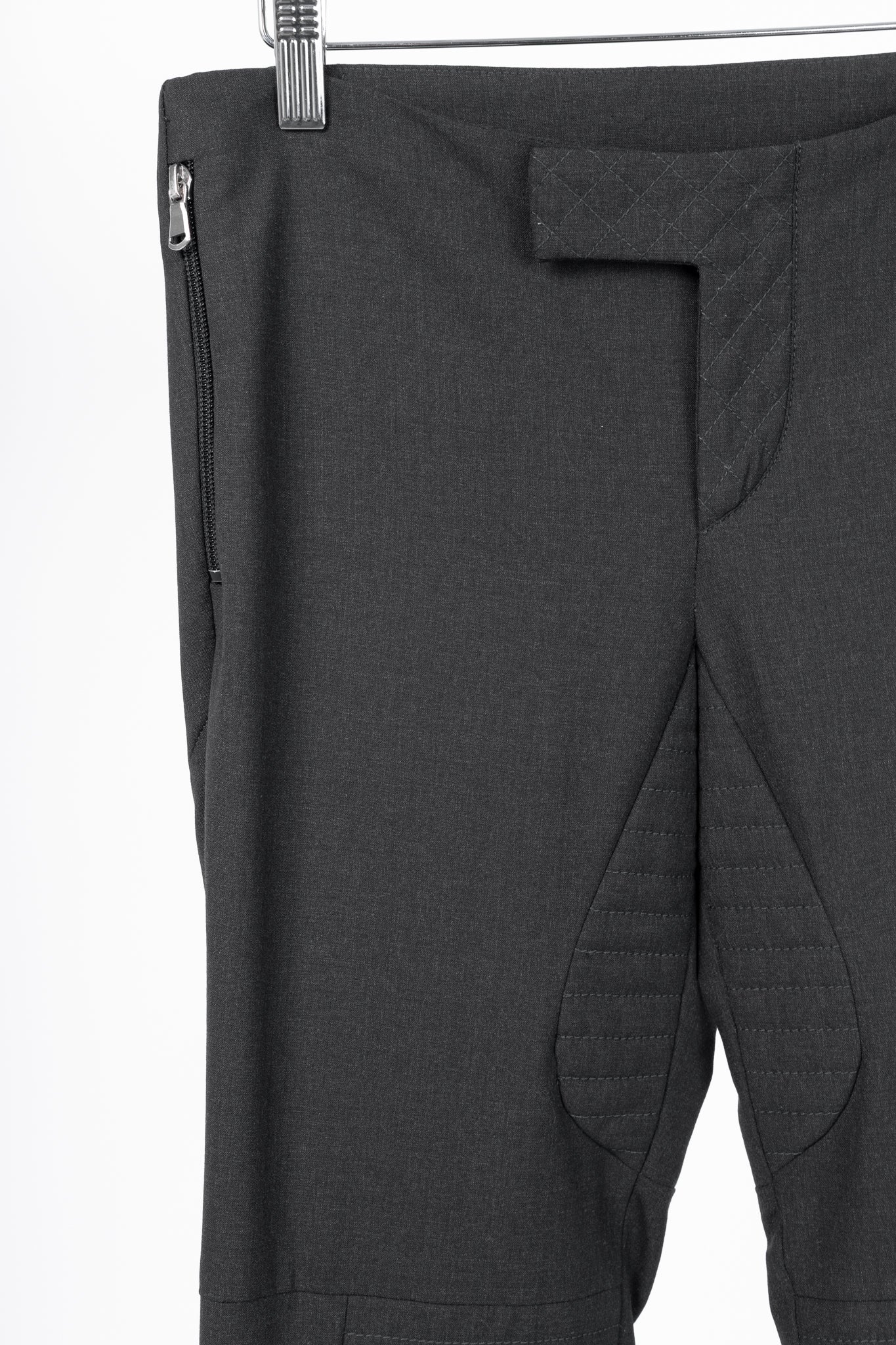 Brunello Cucinelli Anthracite Stretch-Wool Quilted Zip-Hem Trousers