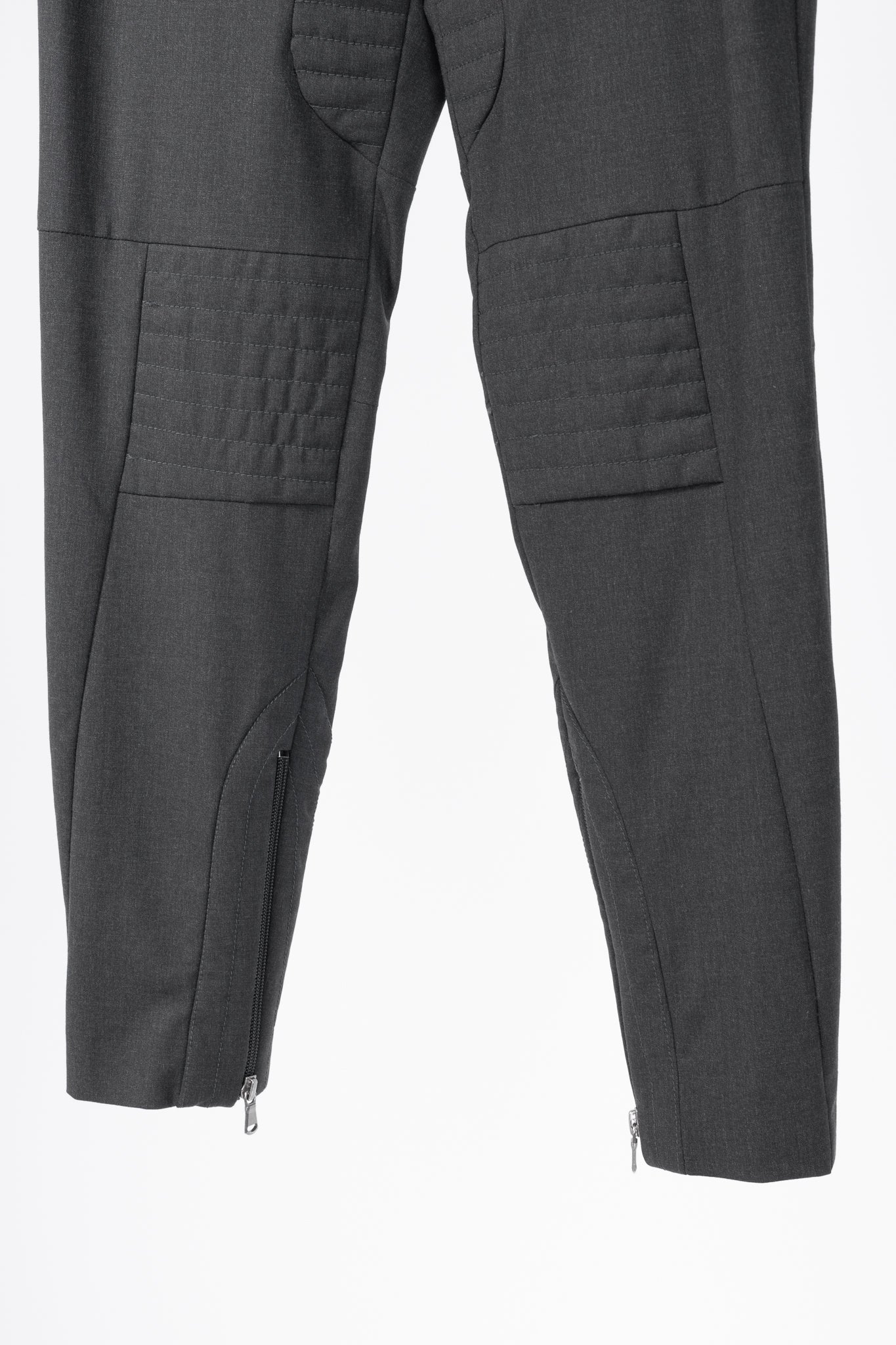 Brunello Cucinelli Anthracite Stretch-Wool Quilted Zip-Hem Trousers