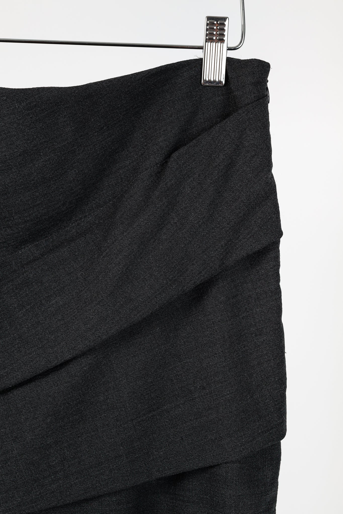 Brunello Cucinelli Grey Wool-Crepe Pleated Pencil Skirt