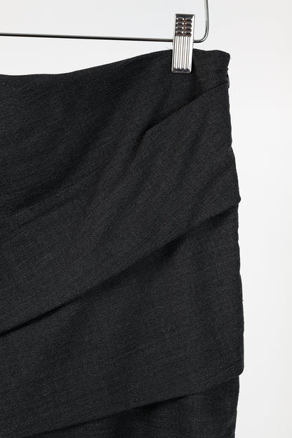 Brunello Cucinelli Grey Wool-Crepe Pleated Pencil Skirt