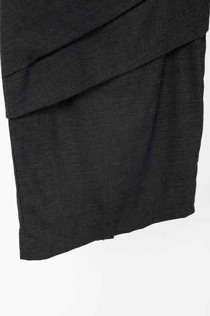 Brunello Cucinelli Grey Wool-Crepe Pleated Pencil Skirt