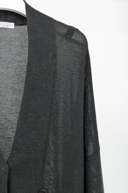 Brunello Cucinelli SS/16 Grey Monili-Cuff Cotton-Knit Cardigan