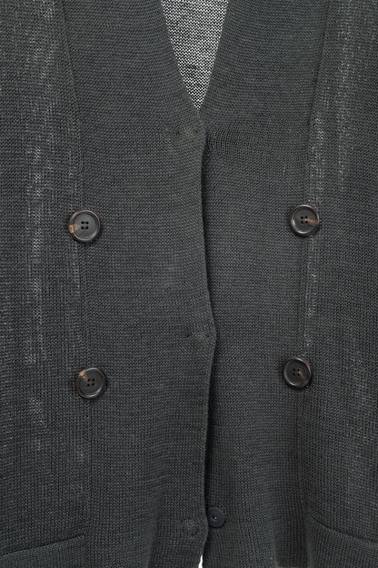 Brunello Cucinelli SS/16 Grey Monili-Cuff Cotton-Knit Cardigan