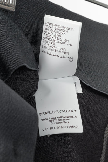 Brunello Cucinelli SS/21 Grey Wool-Blend Monili-Bead Trousers