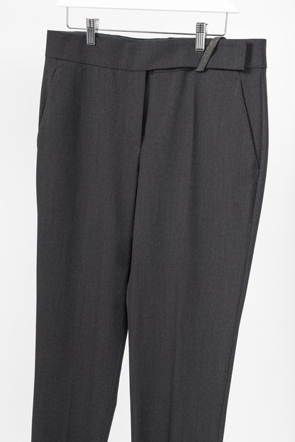Brunello Cucinelli SS/21 Grey Wool-Blend Monili-Bead Trousers