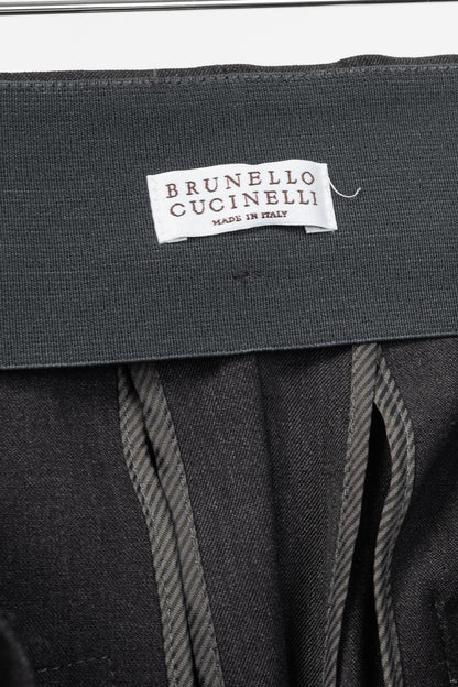 Brunello Cucinelli SS/21 Grey Wool-Blend Monili-Bead Trousers