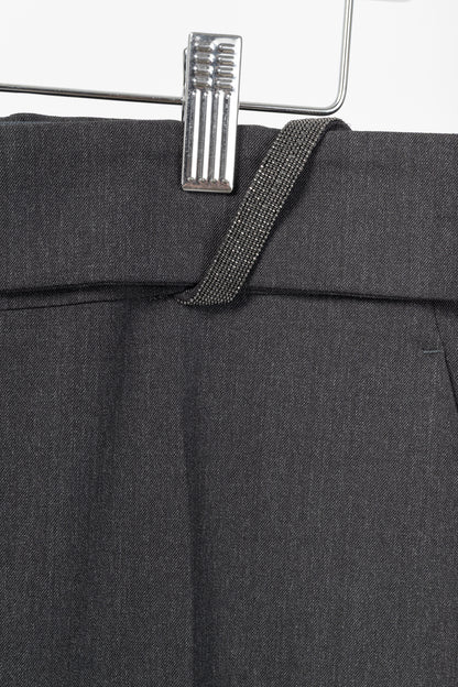 Brunello Cucinelli SS/21 Grey Wool-Blend Monili-Bead Trousers