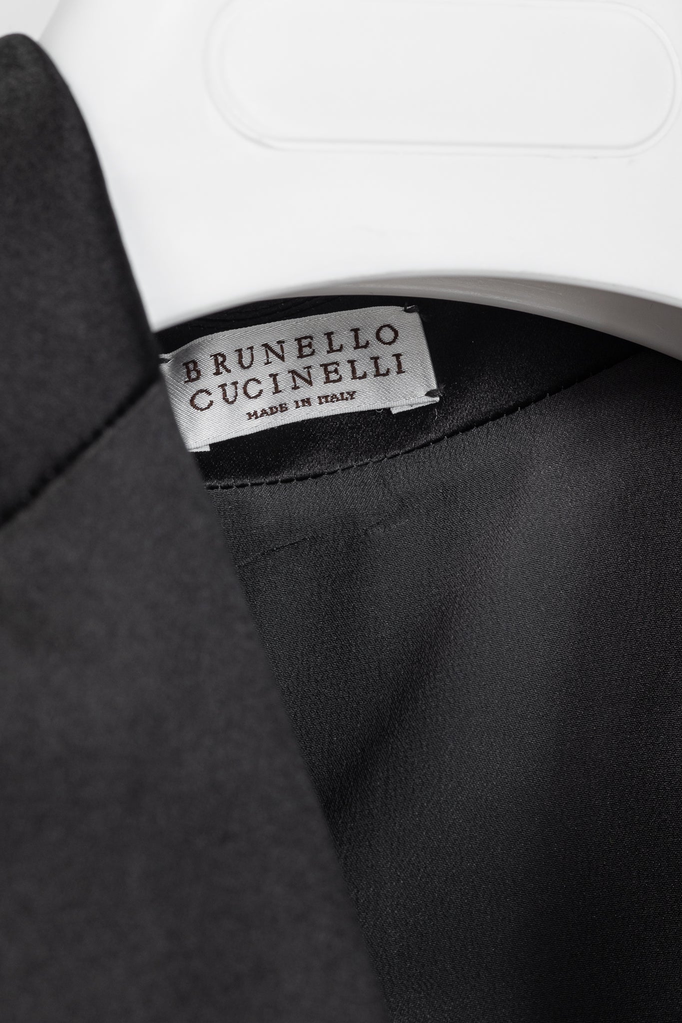 Brunello Cucinelli Grey Stretch-Wool Satin-Lapel Jumpsuit