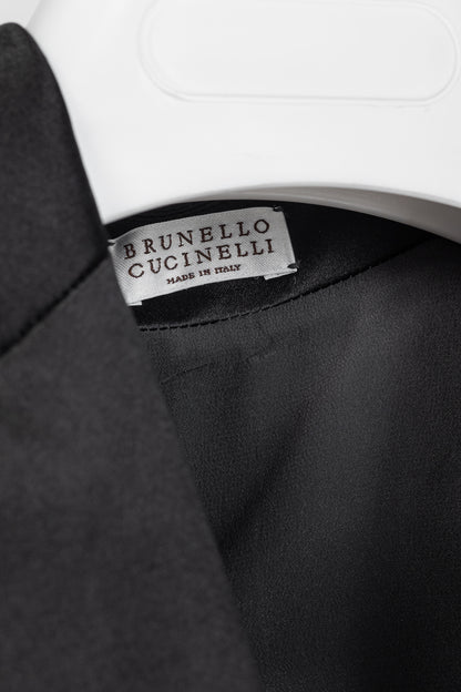 Brunello Cucinelli Grey Stretch-Wool Satin-Lapel Jumpsuit