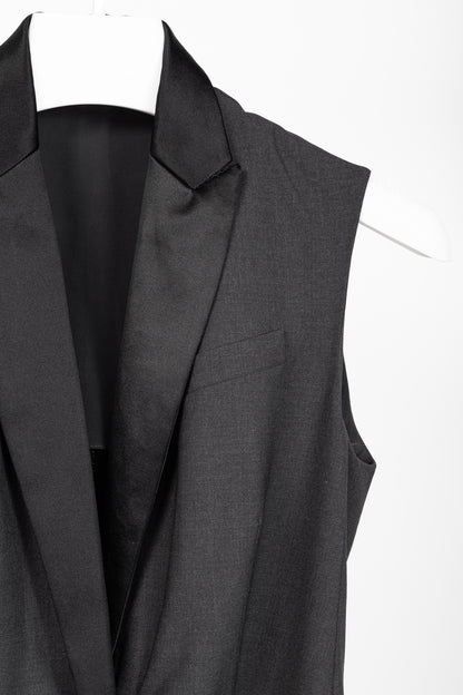 Brunello Cucinelli Grey Stretch-Wool Satin-Lapel Jumpsuit