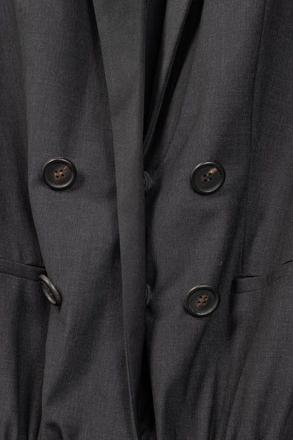 Brunello Cucinelli Grey Stretch-Wool Satin-Lapel Jumpsuit