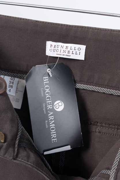 Brunello Cucinelli Brown Cotton-Twill Equestrian Trousers