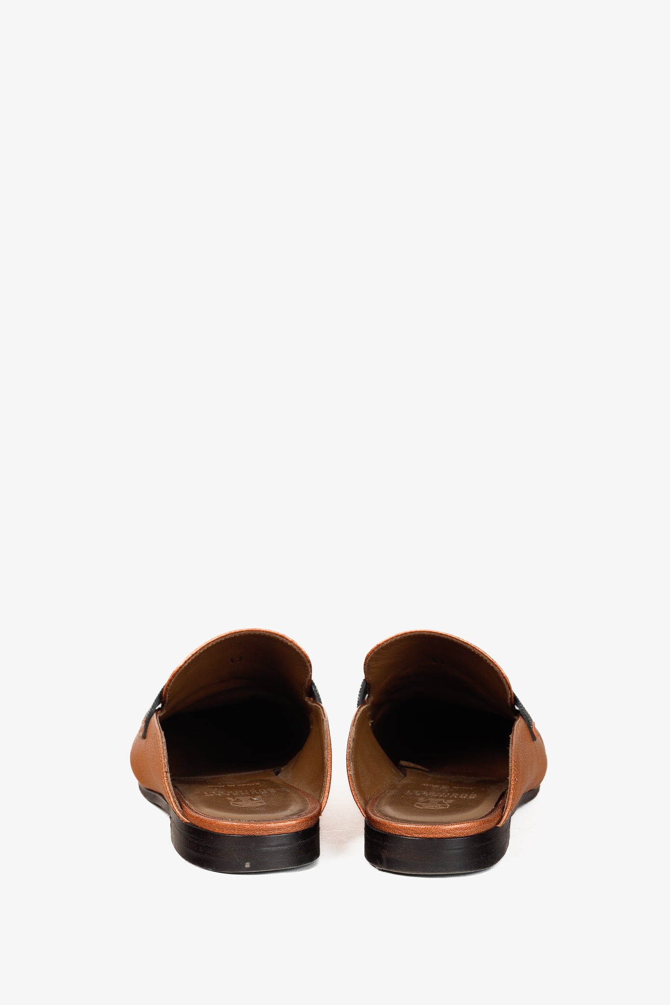 Brunello Cucinelli Metallic Copper Orange Monili Loafer Mule