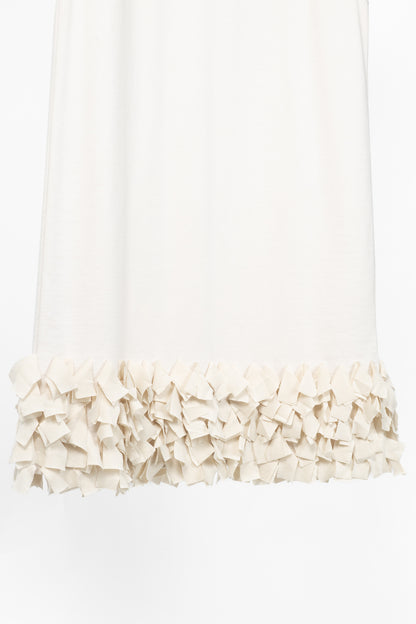 Brunello Cucinelli Oatmeal Cotton-French Terry Fringe-Hem Shift Dress