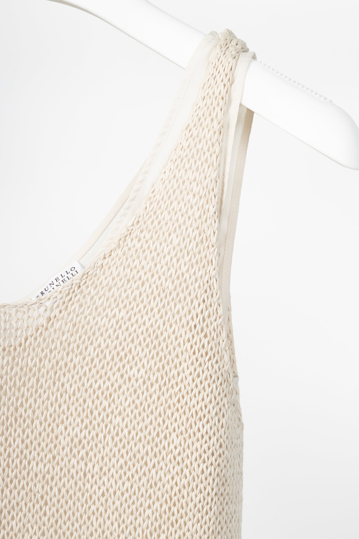 Brunello Cucinelli Oatmeal Cotton-Knit Fringe-Hem Dress