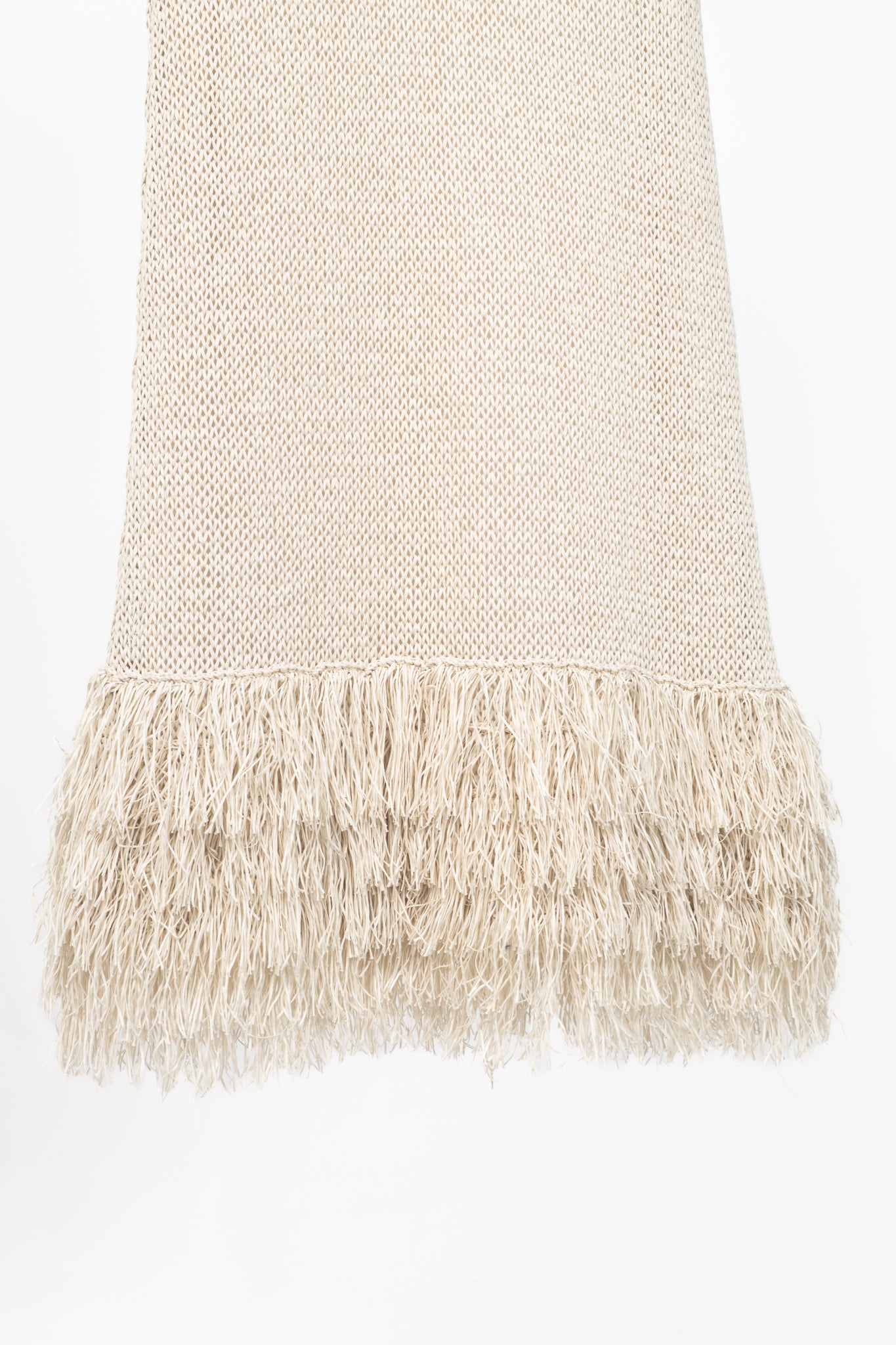 Brunello Cucinelli Oatmeal Cotton-Knit Fringe-Hem Dress
