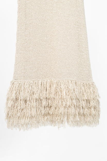 Brunello Cucinelli Oatmeal Cotton-Knit Fringe-Hem Dress