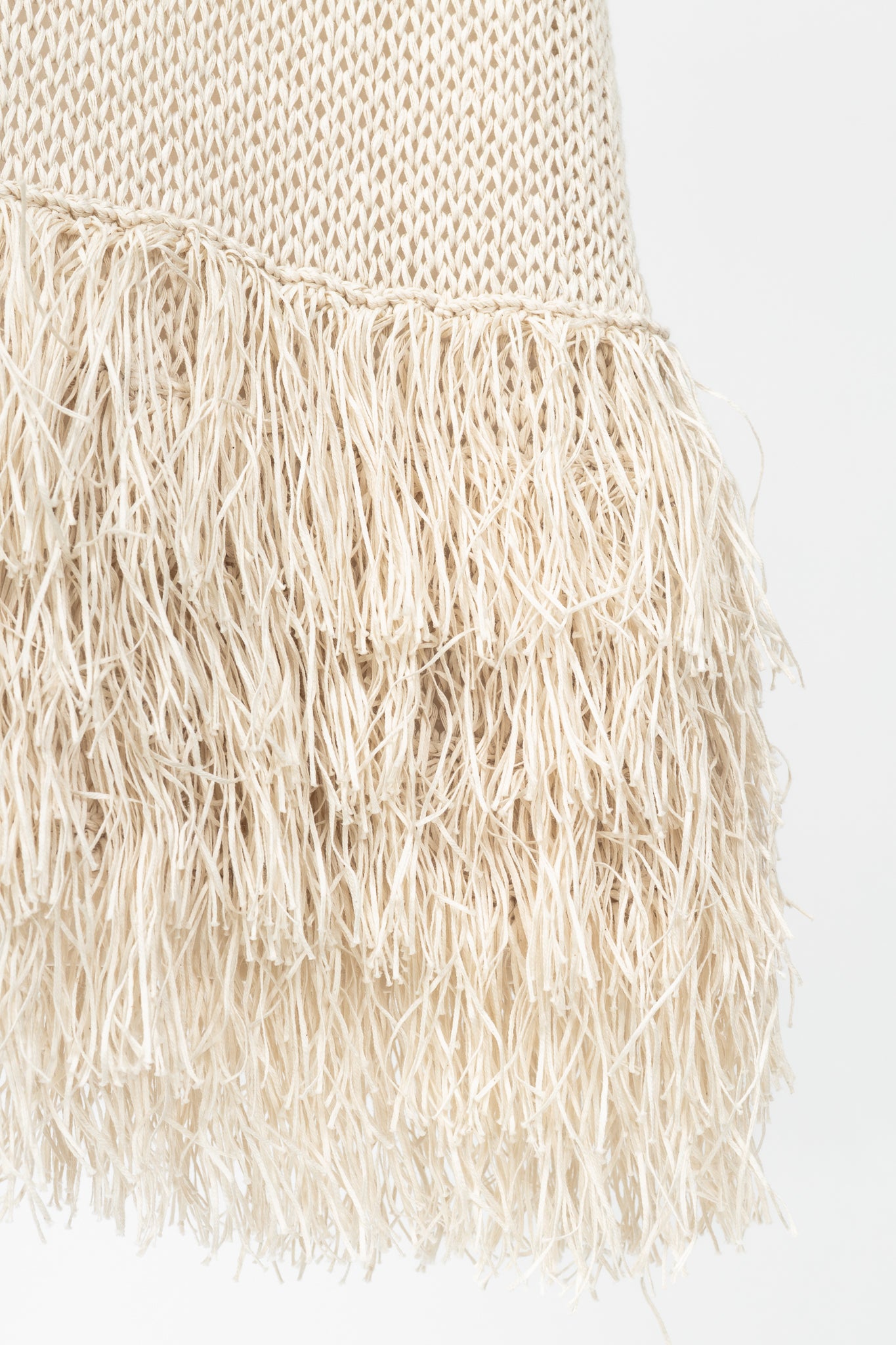 Brunello Cucinelli Oatmeal Cotton-Knit Fringe-Hem Dress