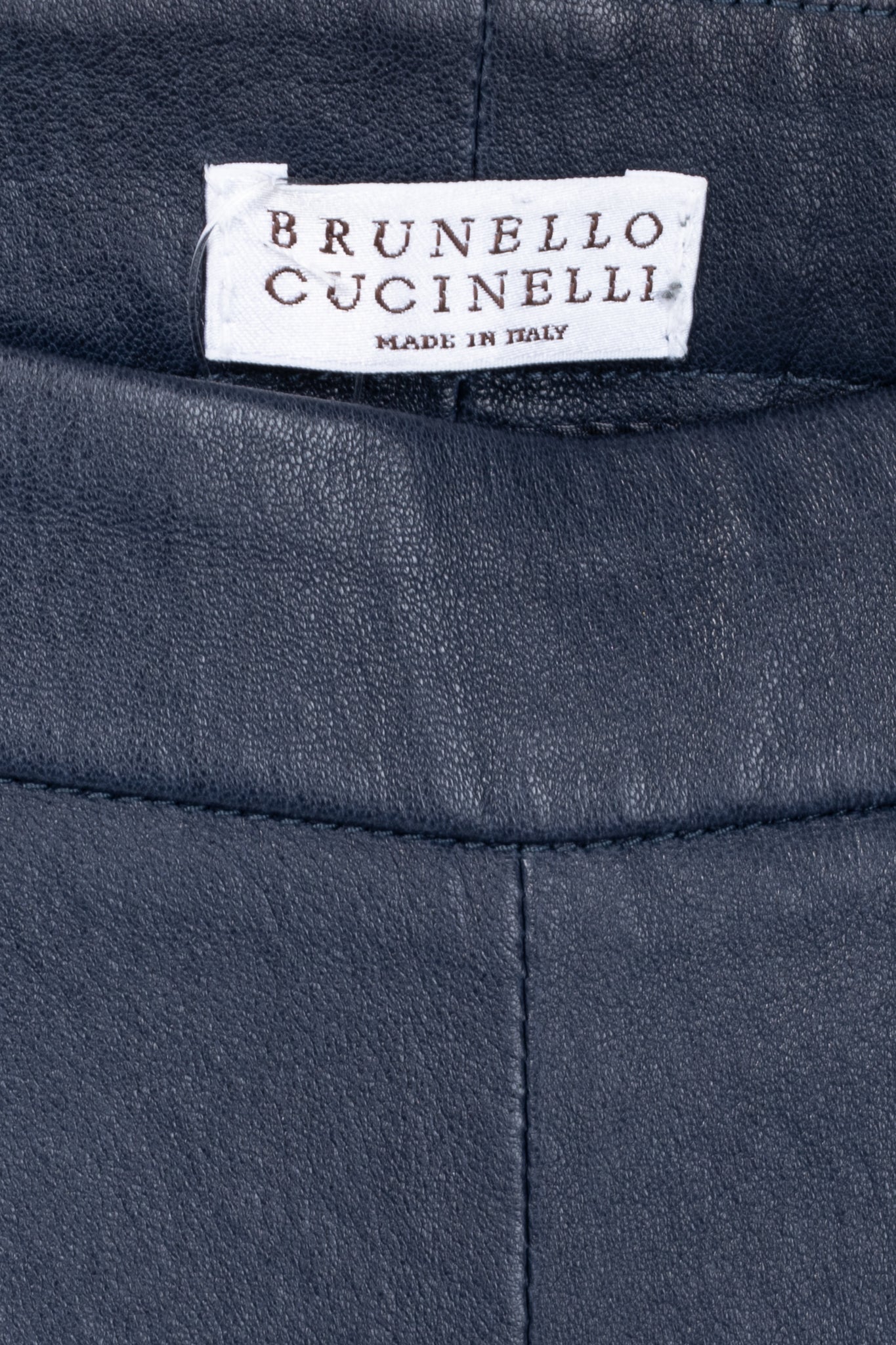 Brunello Cucinelli AW/15 Navy Stretch-Nappa Leather Leggings
