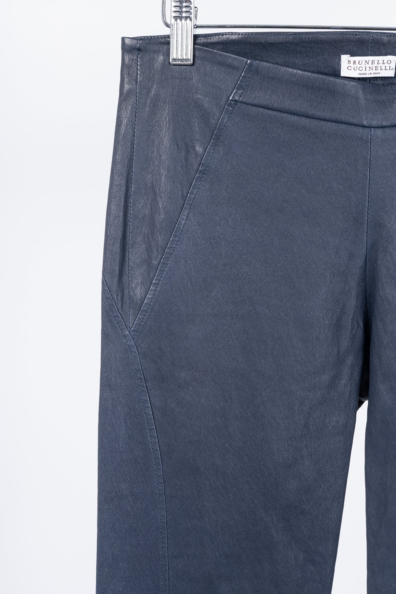 Brunello Cucinelli AW/15 Navy Stretch-Nappa Leather Leggings