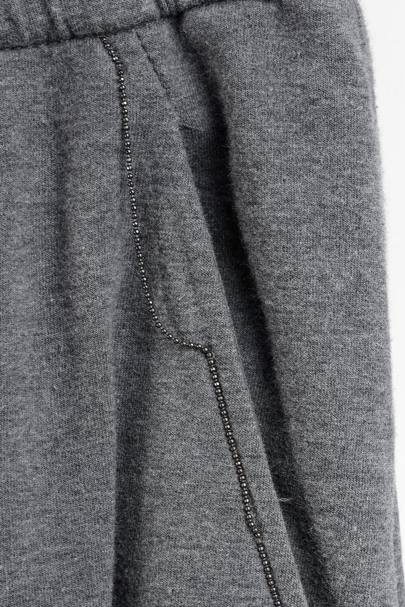 Brunello Cucinelli SS/20 Grey Cotton Jersey Monili-Beaded Sweatpants