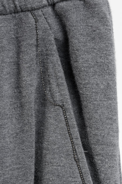 Brunello Cucinelli SS/20 Grey Cotton Jersey Monili-Beaded Sweatpants
