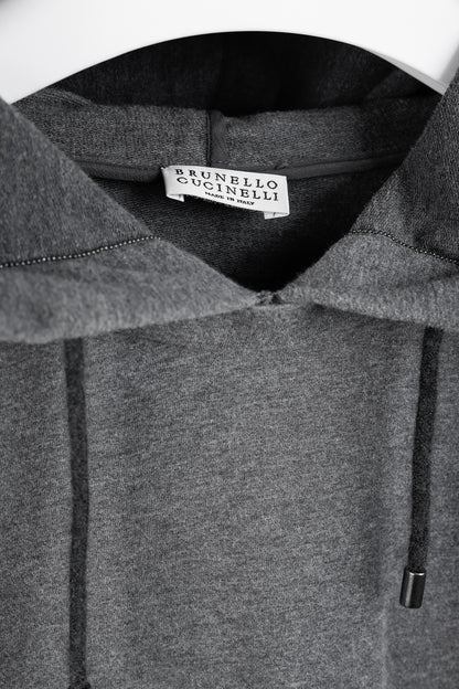 Brunello Cucinelli SS/20 Grey Cotton Jersey Monili-Beaded Hoodie