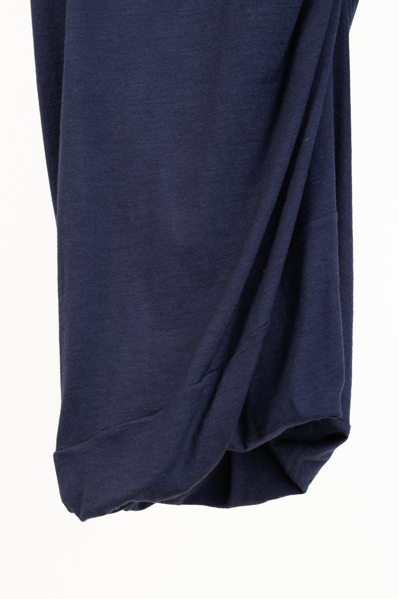 Brunello Cucinelli Navy Wool Ruched Long-Sleeve Bubble Hem Knit Dress