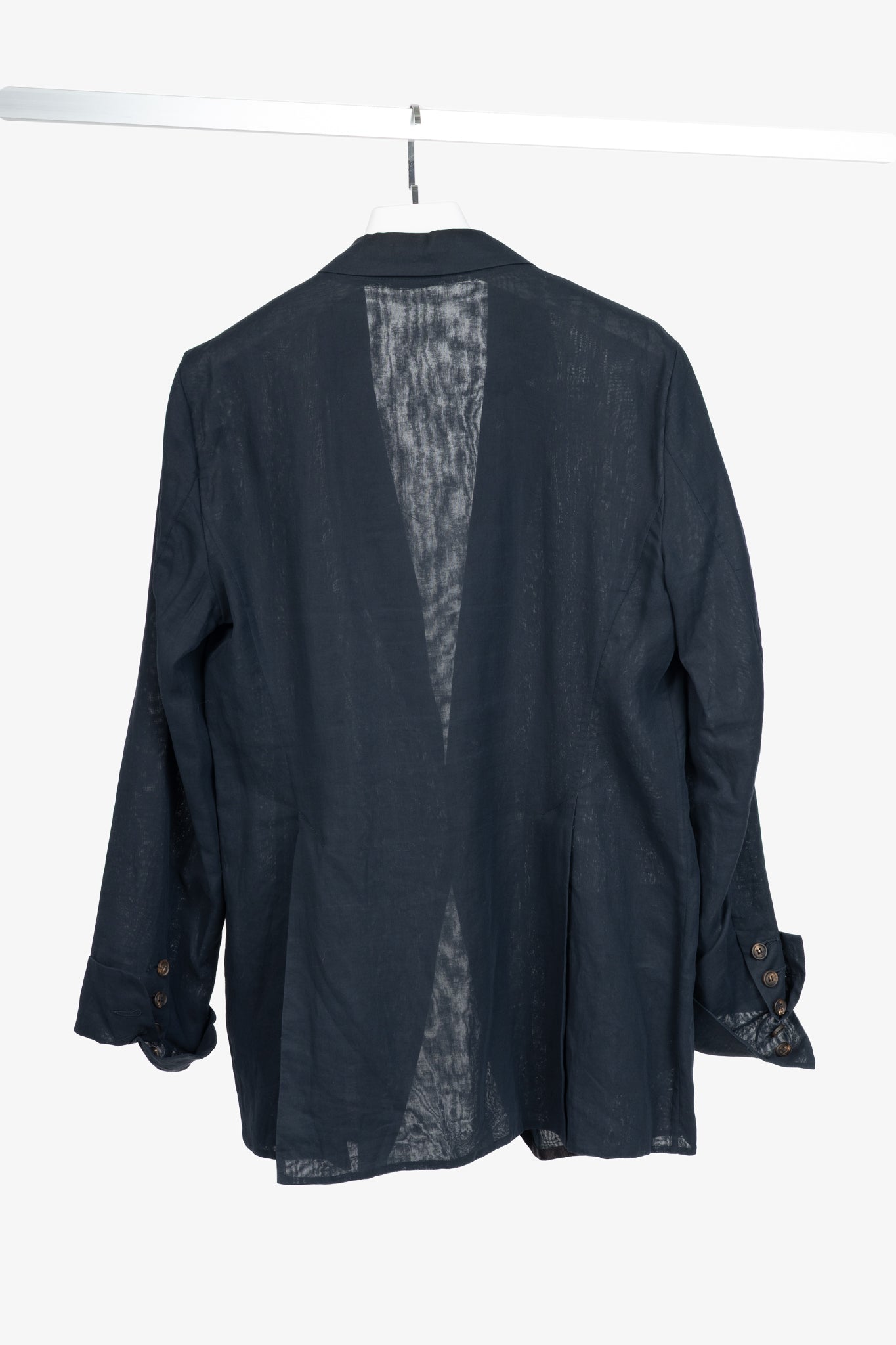 Brunello Cucinelli SS18 Navy Blue Cotton Feather-Monili-Brooch Blazer