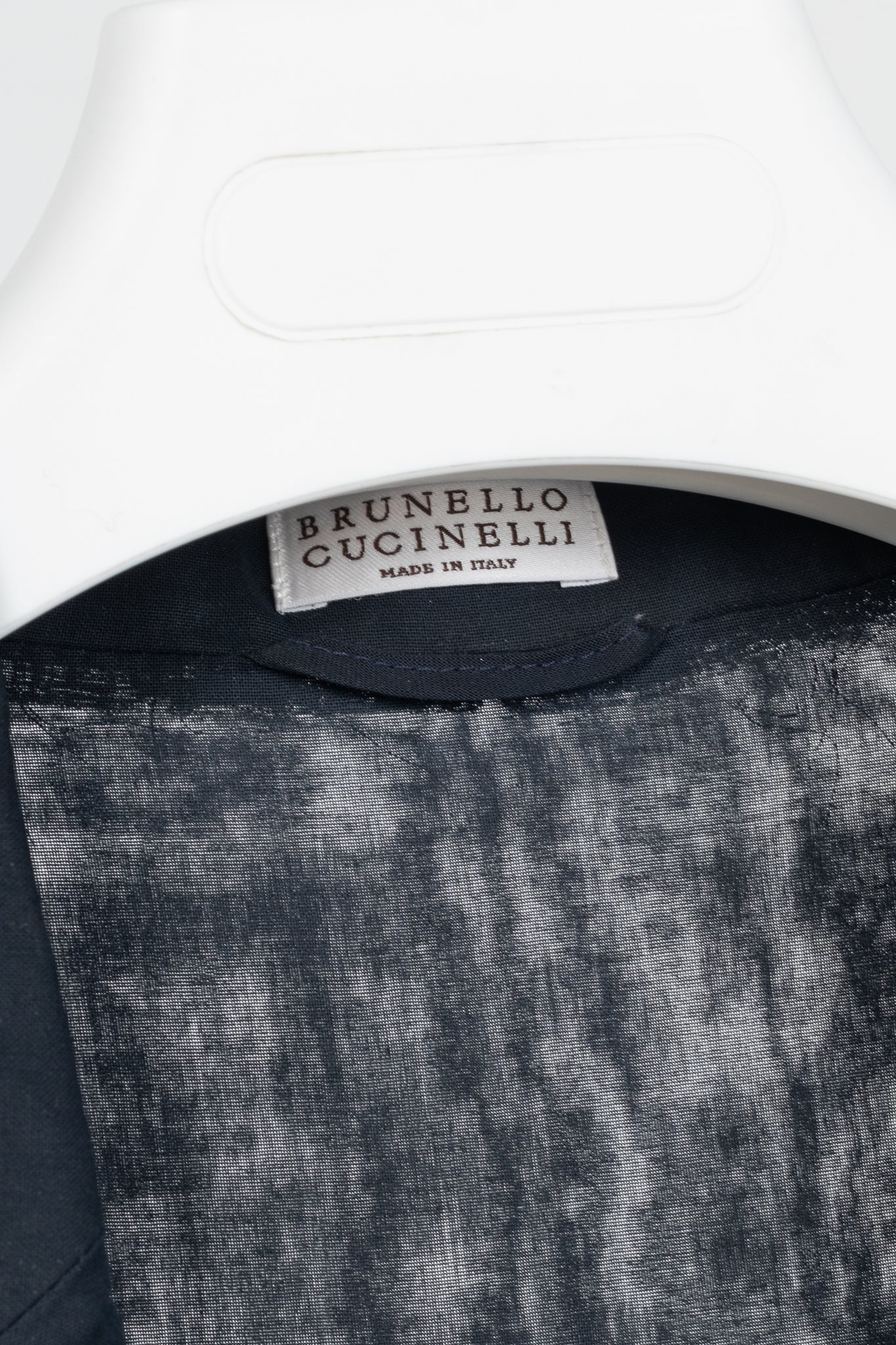 Brunello Cucinelli SS18 Navy Blue Cotton Feather-Monili-Brooch Blazer
