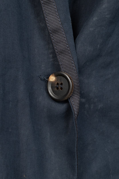Brunello Cucinelli SS18 Navy Blue Cotton Feather-Monili-Brooch Blazer