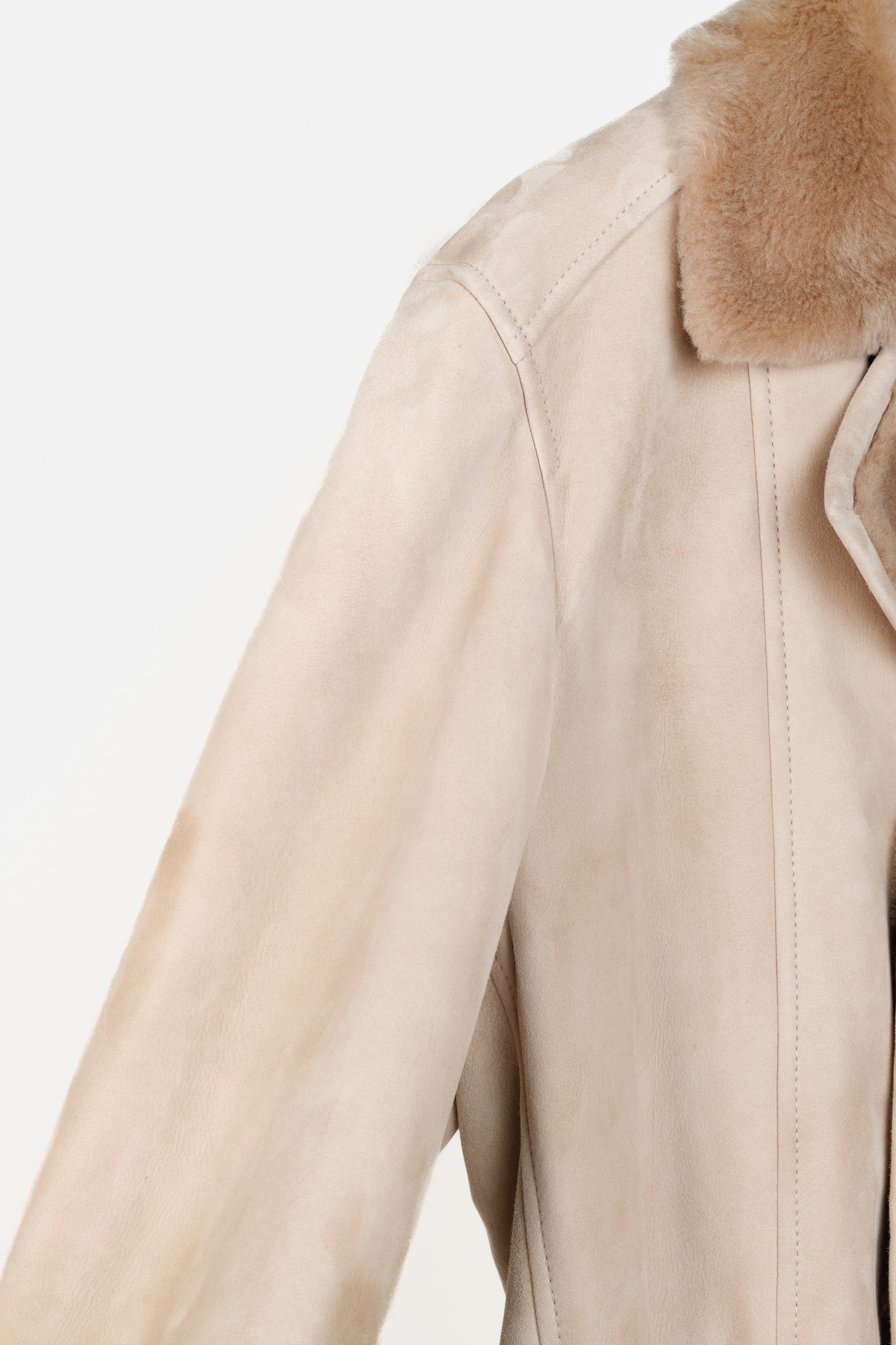 Brunello Cucinelli Beige Sherpa Sheepskin Fur Peacoat