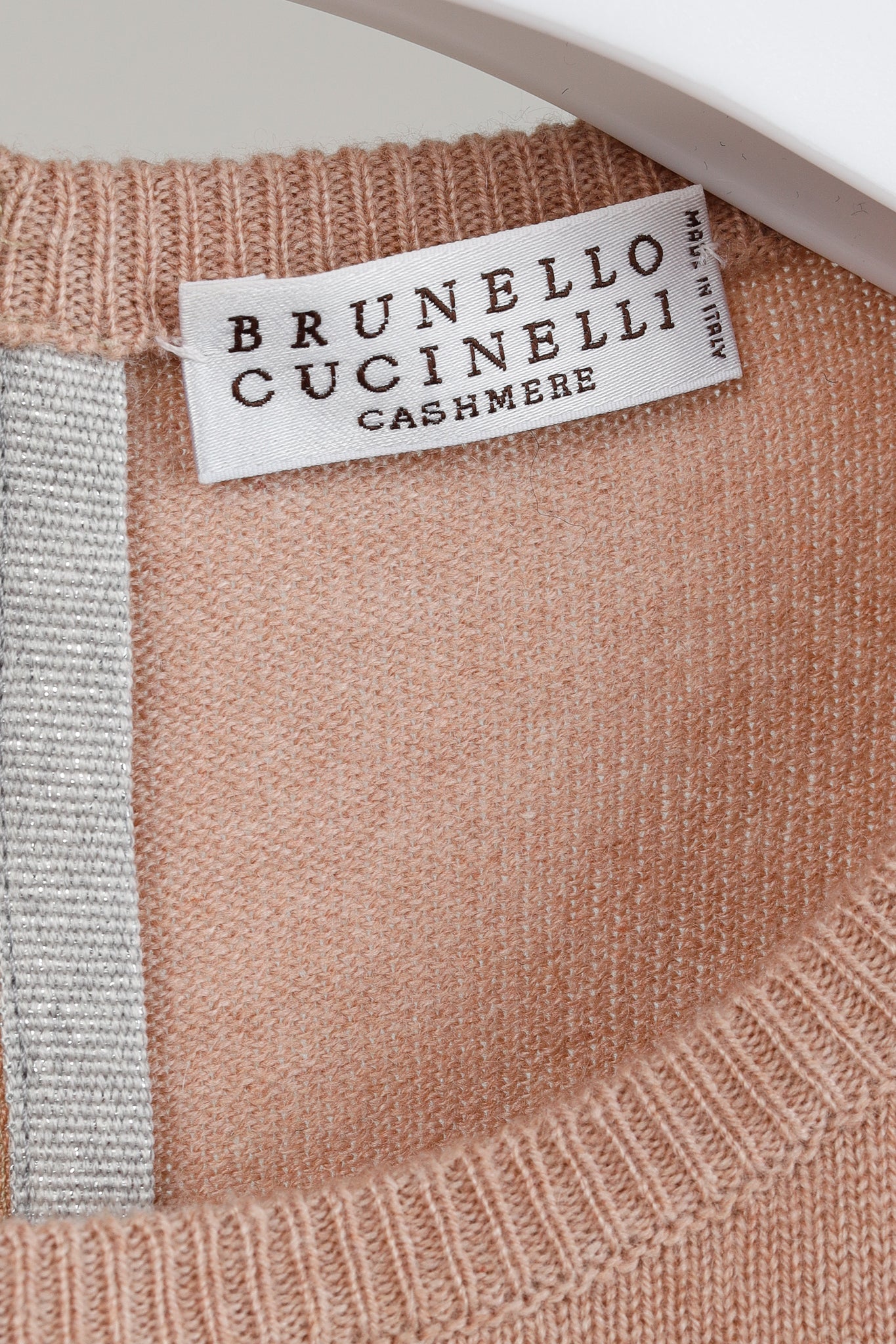 Brunello Cucinelli Pink Cashmere Front-Pocket Elbow-Sleeve Pullover