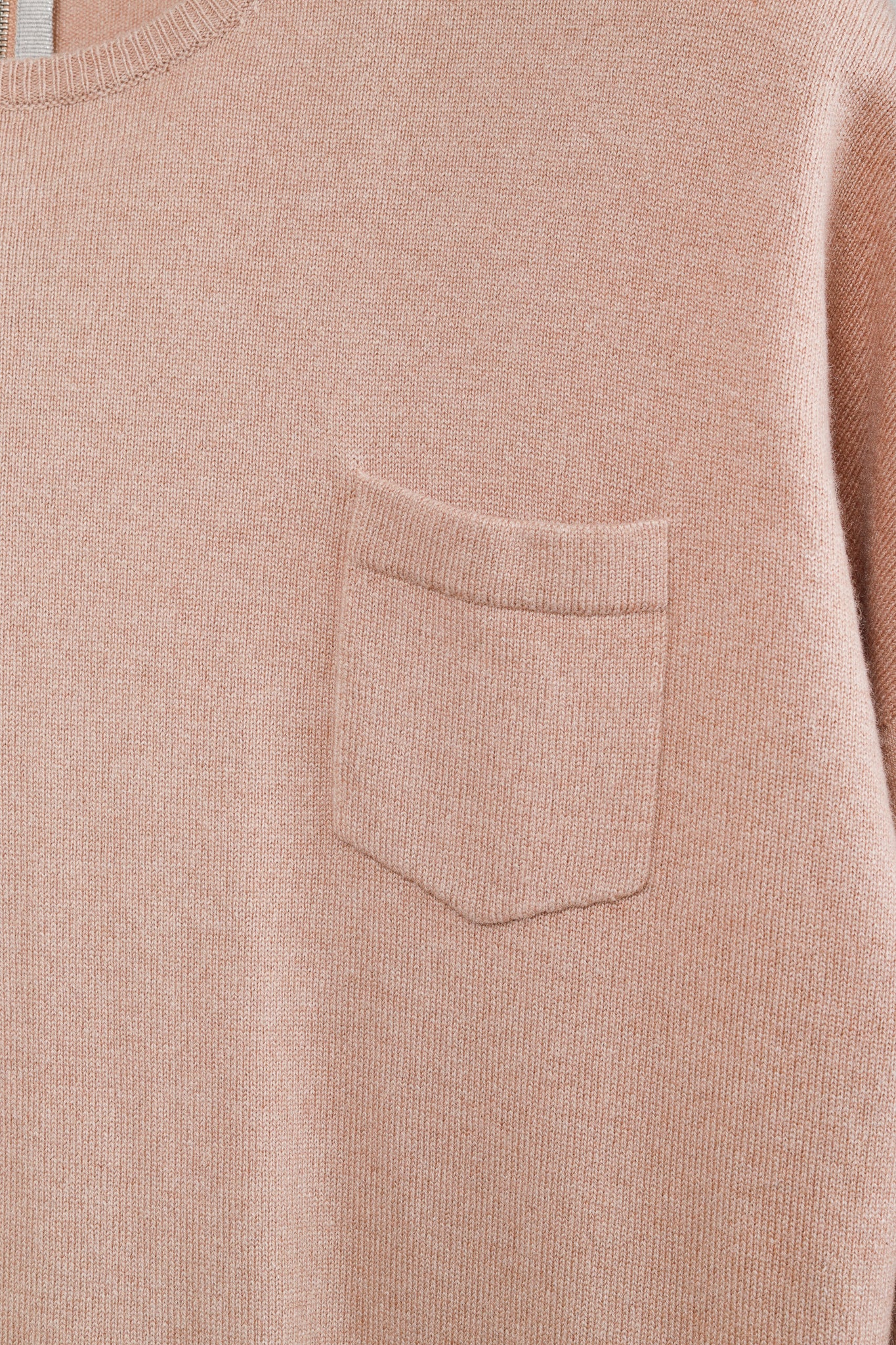 Brunello Cucinelli Pink Cashmere Front-Pocket Elbow-Sleeve Pullover