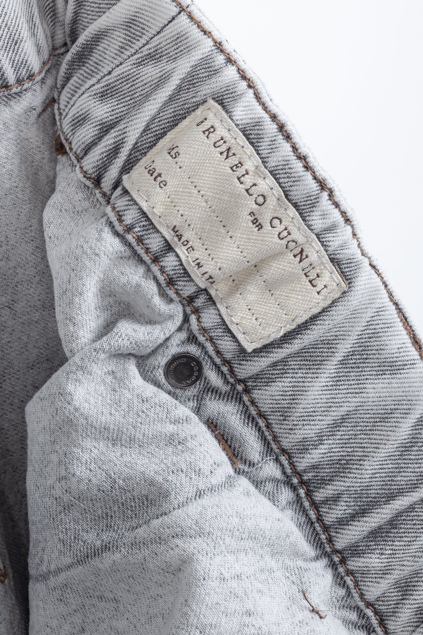 Brunello Cucinelli AW22 Grey Acid-Wash Elastic-Waist Wide-Leg Jeans