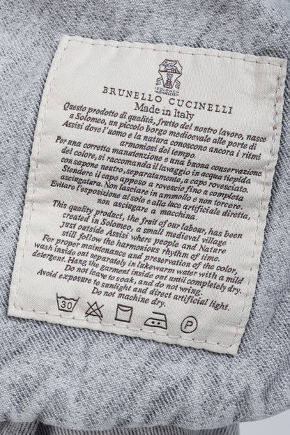 Brunello Cucinelli AW22 Grey Acid-Wash Elastic-Waist Wide-Leg Jeans