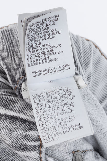 Brunello Cucinelli AW22 Grey Acid-Wash Elastic-Waist Wide-Leg Jeans